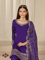 Thumbnail for Anaita Purple Roman Silk Stitched Suit with Embroidery & Real Mirror Work - Distacart