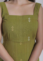 Thumbnail for Miravan Womens Abstract Printed Green ALine Maxi Dress - Dista