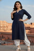 SRS Fashion Blue Embroidered Rayon Straight Kurta Set - Dista