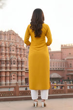 Thumbnail for SRS Fashion Yellow Embroidered Rayon Straight Kurta Set - Dista