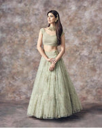 Thumbnail for Jyoti Fashion Catching Aqua Green 3MM Sequin with Jari Embroidered Net Lehenga Choli with Dupatta - Distacart