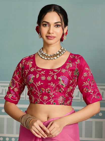 Teeya Creation New Exclusive Wedding Wear Georgette Saree-Pink - Dista