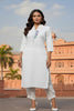 SRS Fashion White Embroidered Rayon Straight Kurta Set - Dista