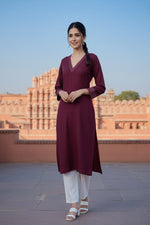 Thumbnail for SRS Fashion Red Embroidered Rayon Straight Kurta Set - Dista