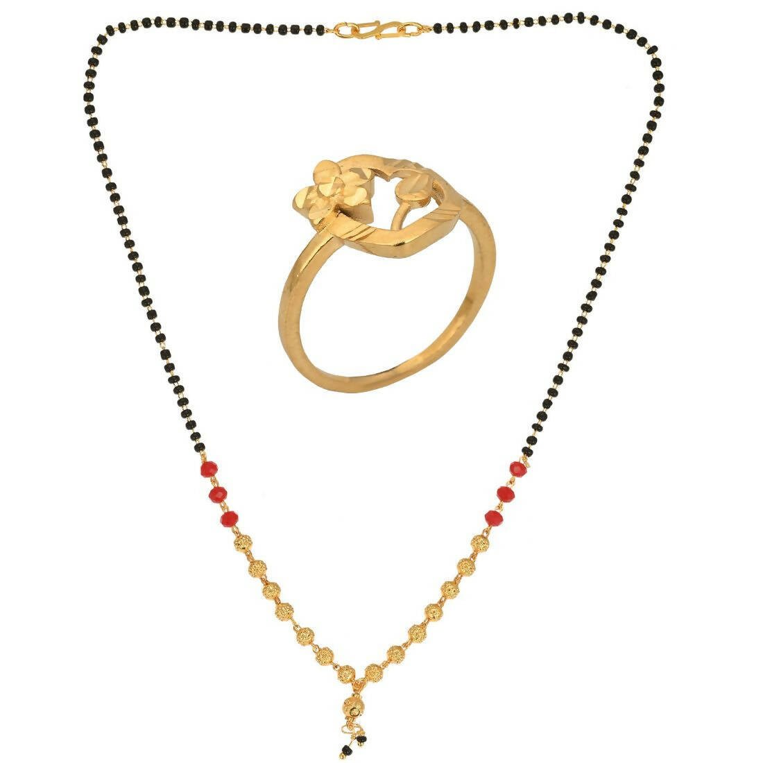 AanyaCentric Gold-plated Mangalsutra & Ring Set - Distacart