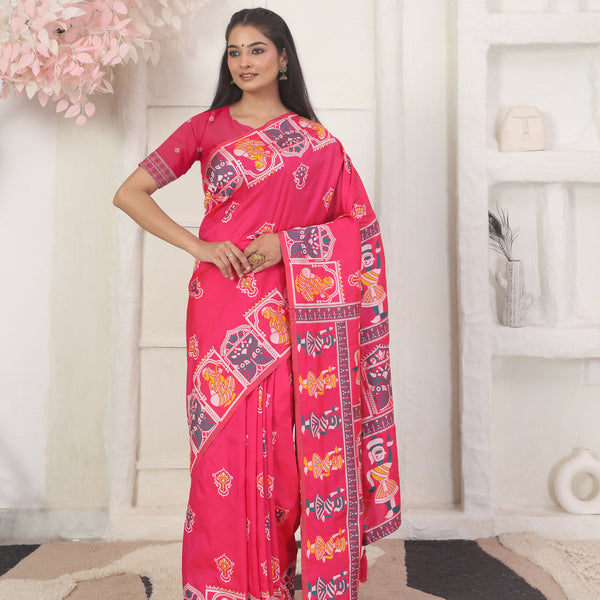 Astita Silk Blend Pink Saree
