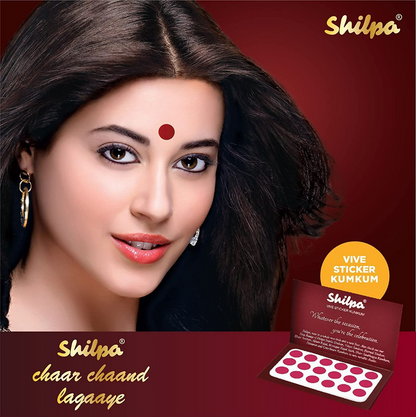 Shilpa Vive Sticker Kumkum 3, Deep Red (Box Contains 15 pcs) - Distacart