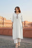 SRS Fashion White Embroidered Rayon Straight Kurta Set - Dista
