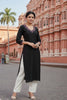 SRS Fashion Black Embroidered Rayon Straight Kurta Set - Dista