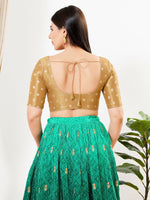 Thumbnail for Joban Fashion Gold Tissue Padded Blouse With Round Neck Elbow Sleeves