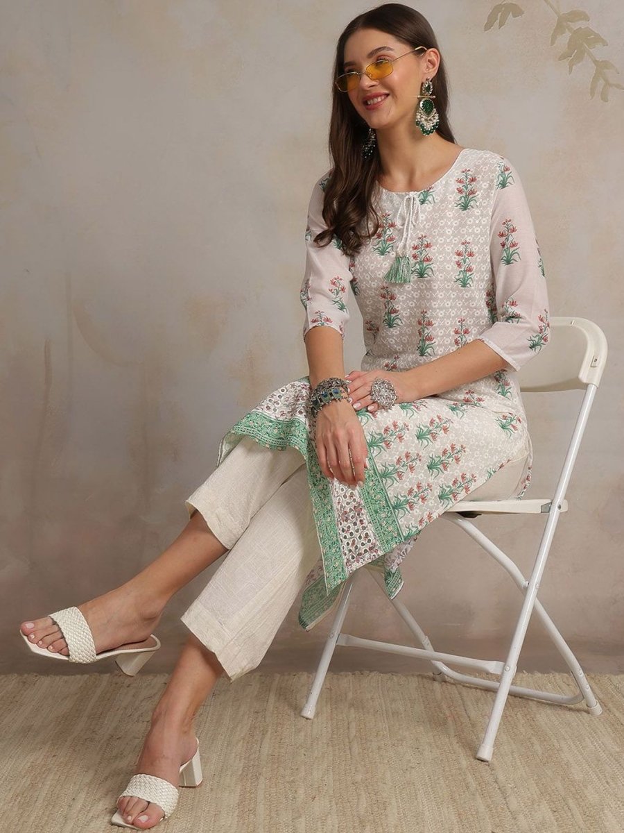 Anouk Women Geometric Printed Mirror Work Kurta - Distacart