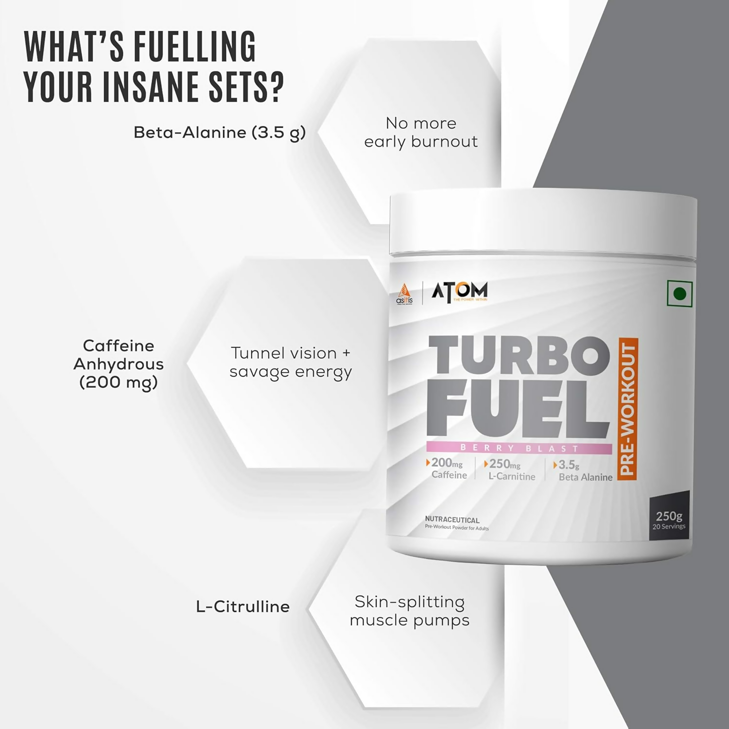 As-It-Is Atom Turbo Fuel Pre-Workout Formula Berry Blast Flavour