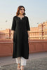 SRS Fashion Black Embroidered Rayon Straight Kurta Set - Dista