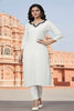 SRS Fashion White Embroidered Rayon Straight Kurta Set - Dista