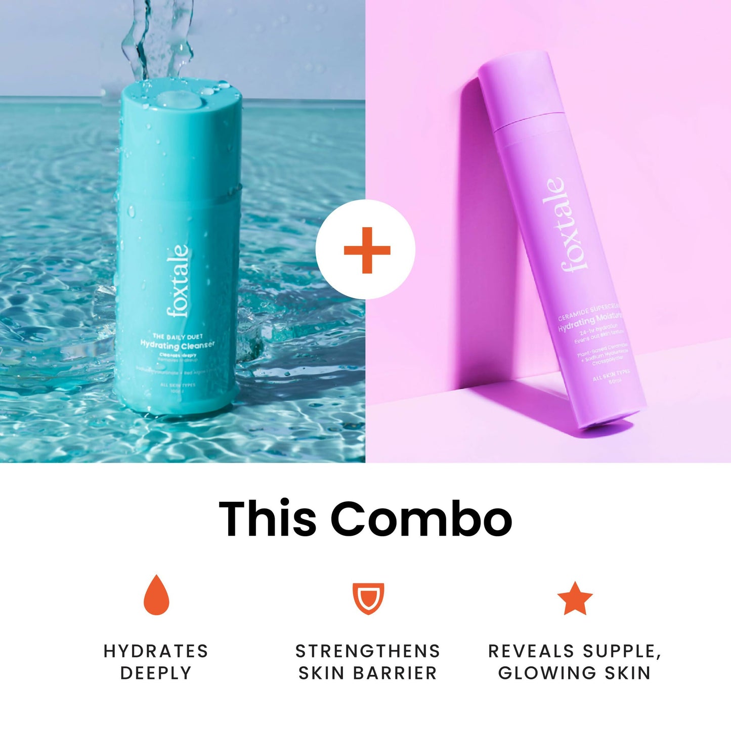 Foxtale Hydration Skin Care Kit: Cleanser Face Wash + Ceramide Supercream Moisturizer - Distacart