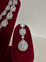 Thumbnail for Siver American Diamond Two Layer Elegent Necklace Set With Earrings By House of Ree - Distacart