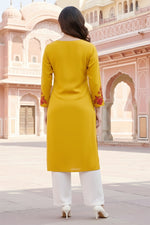 Thumbnail for SRS Fashion Yellow Embroidered Rayon Straight Kurta Set - Dista