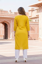 Thumbnail for SRS Fashion Yellow Embroidered Rayon Straight Kurta Set - Dista