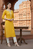 SRS Fashion Yellow Embroidered Rayon Straight Kurta Set - Dista