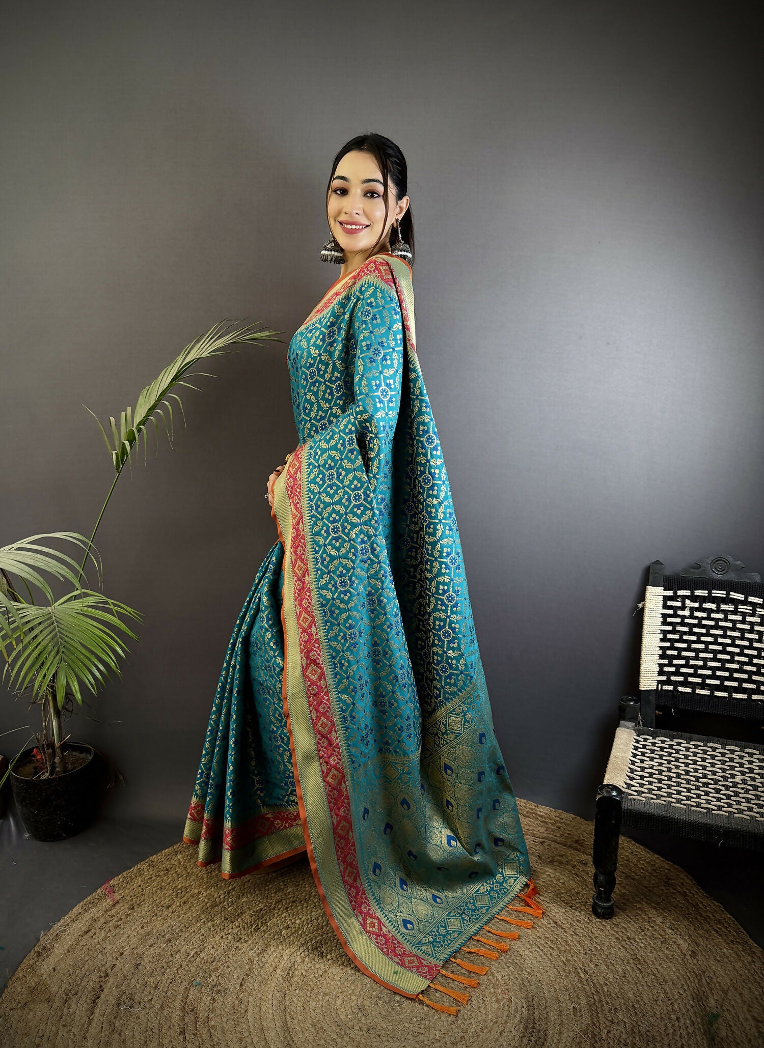 Joban Fashion Aqua Blue Patola Soft Silk Patola Saree