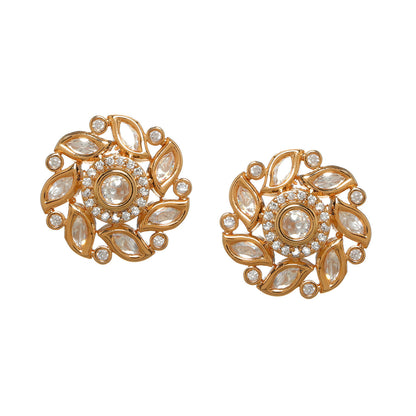 Round Kundan Studs (Gold) - Ruby Raang - Distacart