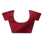 Thumbnail for Very Much Indian Handloom Pure Cotton Linen Saree With Golden Border - Maroon - Distacart