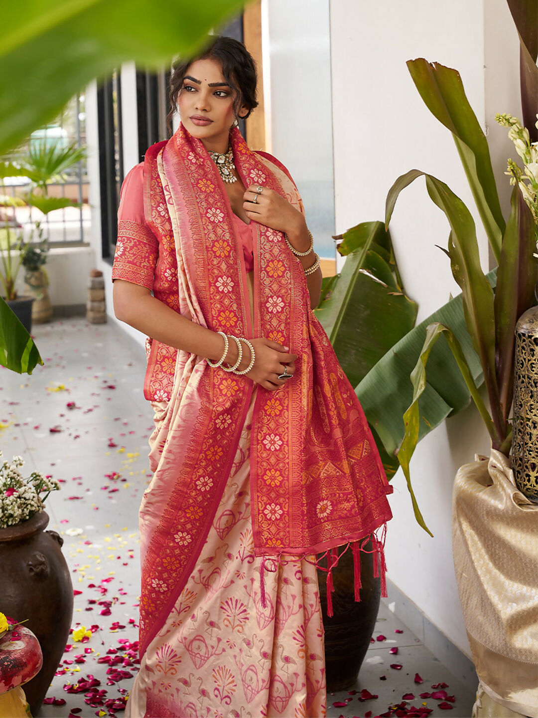 Shree Shyam Fashion Cream Soft Silk Saree - Distacart