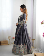 Thumbnail for Joban Fashion Dark Grey Lehenga Crepe silk Coding Dori with Sequence with Rivet Moti