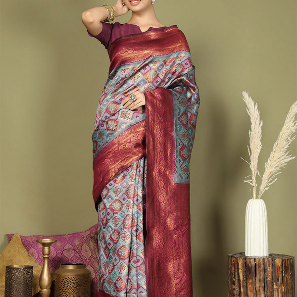 Astita Lichi Silk Teal Saree