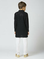 Thumbnail for Joban Fashion Kids Island Full Sleeves Cotton Kurta and Pyjama Set with Sequin work - Black - Distacart