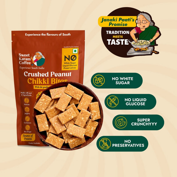 Sweet Karam Coffee Crushed Peanut Chikki Bites (Zero White Sugar) - Distacart