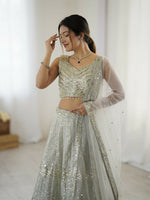 Thumbnail for Aastha Fashion Off White Georgette Designer Wedding Wear Lehenga Choli