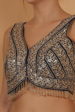 Thumbnail for Joban Fashion Silk Zari And Sequence Work Padded Blouse - Blue