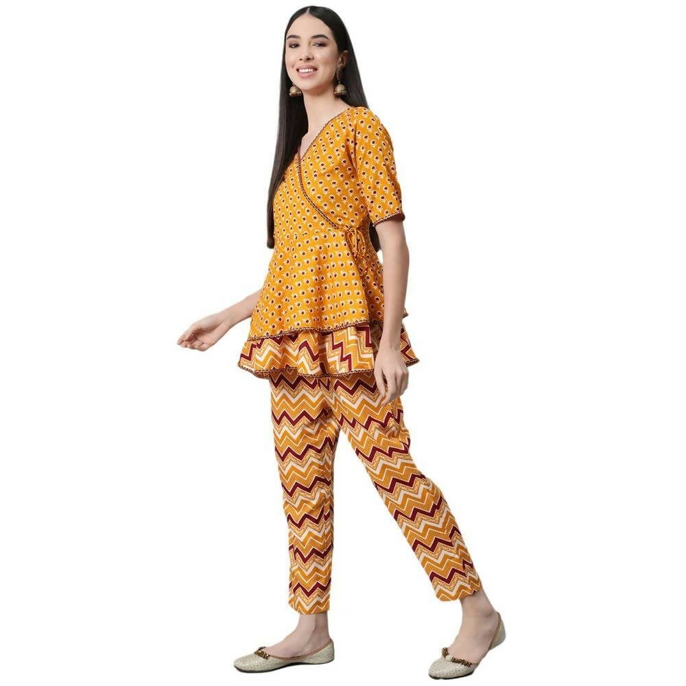 Anubhutee Womens Mustard Kurti with Trouser Set - Distacart