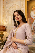 Thumbnail for The52 Lavender Women's Beautiful Viscose Shimmer Fabric Embroidered Work Straight Kurta Pant and Dupatta Set - Distacart