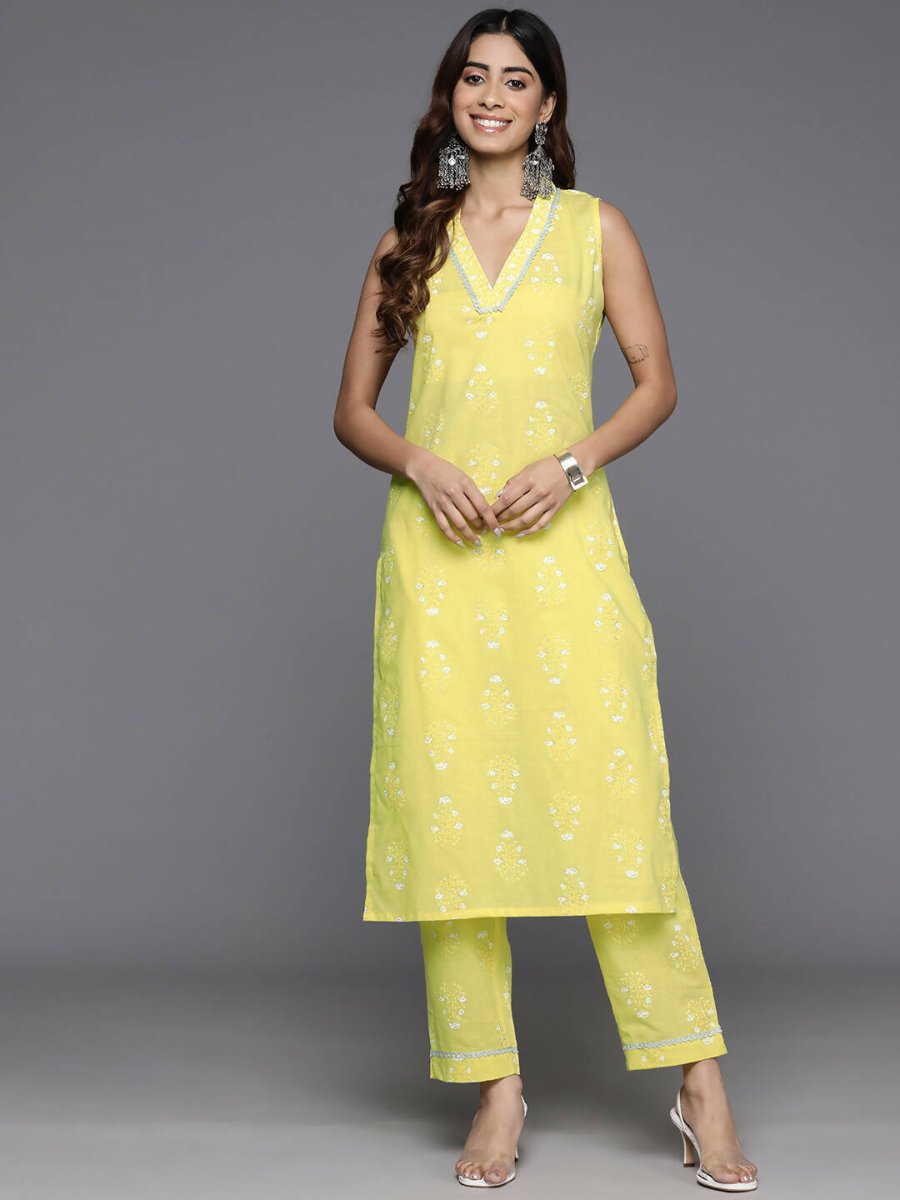 Ahalyaa Women's Traditional wear Kurta Set - Yellow - Distacart