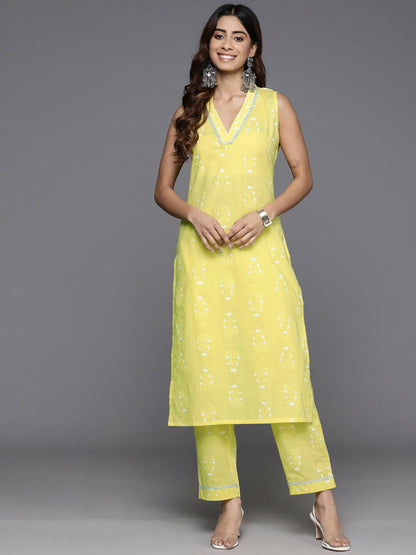 Ahalyaa Women's Traditional wear Kurta Set - Yellow - Distacart