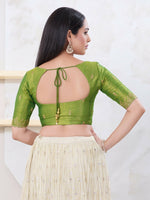 Thumbnail for Joban Fashion Green Shimmer Elbow Sleeveless Front Open Blouse