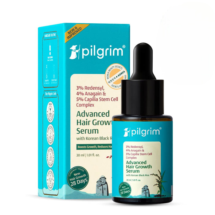 Pilgrim 3% Redensyl + 4% Anagain Advanced Hair Growth Serum with Korean Black Rice - Distacart