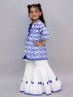 Thumbnail for Lil Drama Shor-Gul Blue Kurta Sharara and Bustier Set For Girls