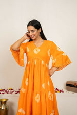 Thumbnail for Joban Fashion Orange Tie & Dye Cotton Dress - Distacart
