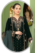 Thumbnail for Anaita Black Velvet Suit with Embroidery Sequence Work