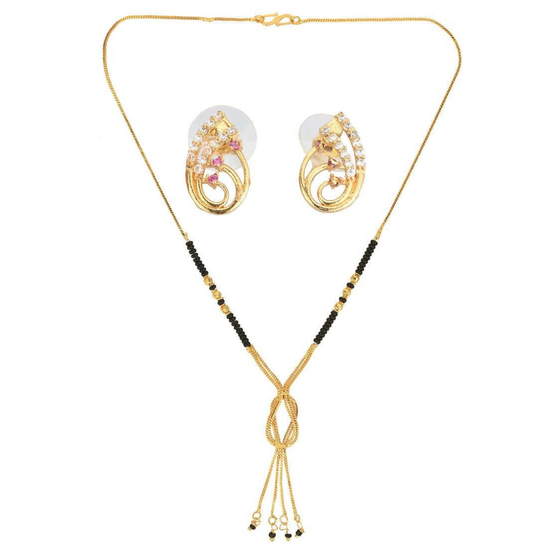 AanyaCentric Gold Plated Short Mangalsutra Set with Earrings - Distacart