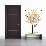 Thumbnail for Decal O Decal Vinyl Orange Tree with Birds Cage and Nest Self Adhesive Wall Sticker