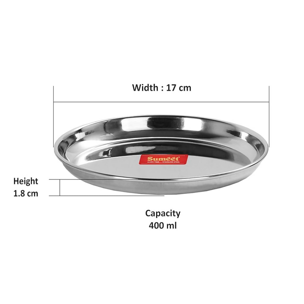 Sumeet Stainless Steel Plates - 17 cm - Dista