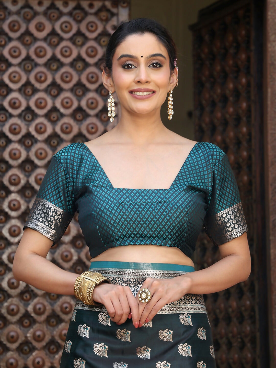 Astita Teal Silk Saree