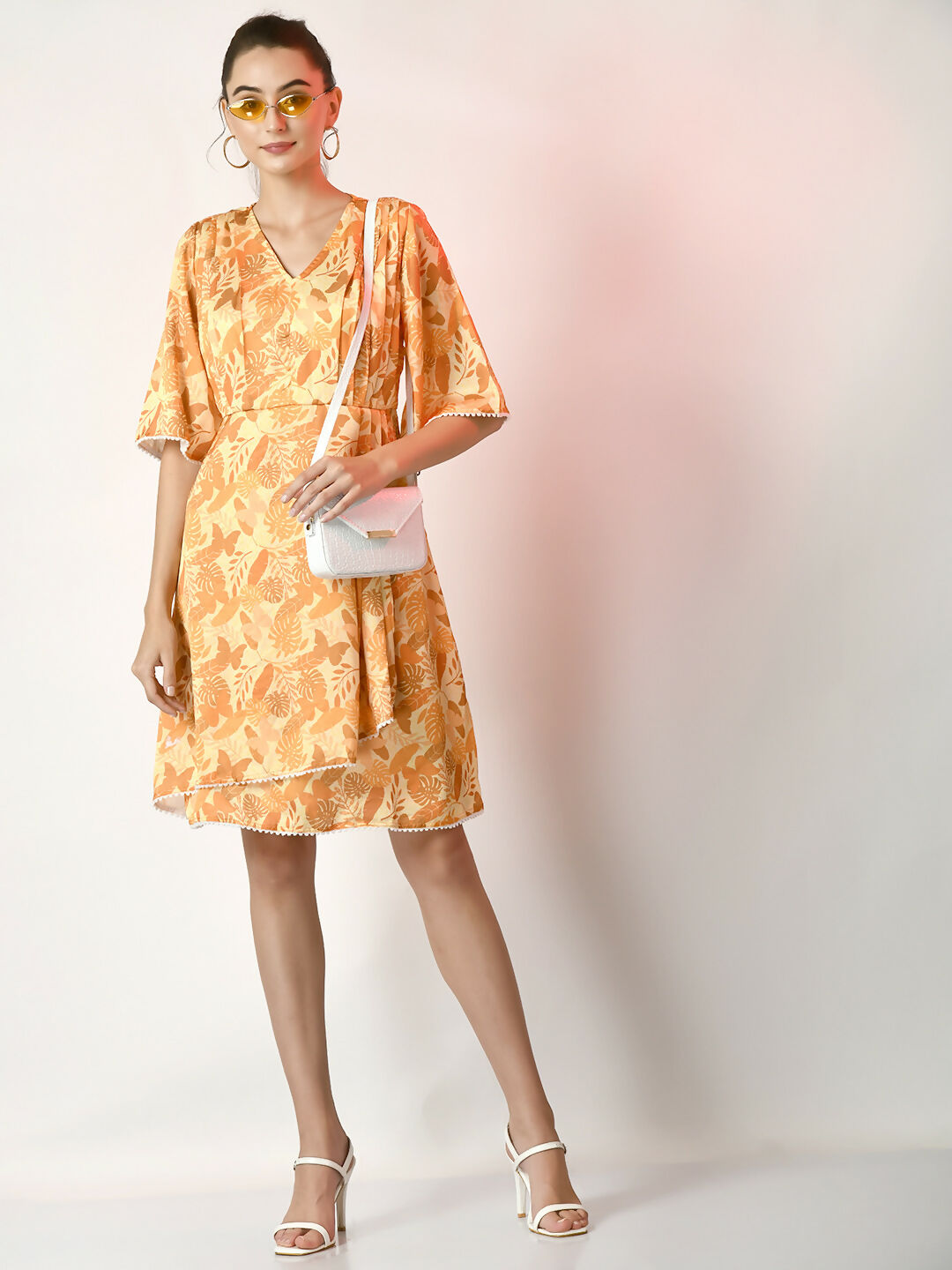 Myshka Women's Yellow Printed Dress - Distacart