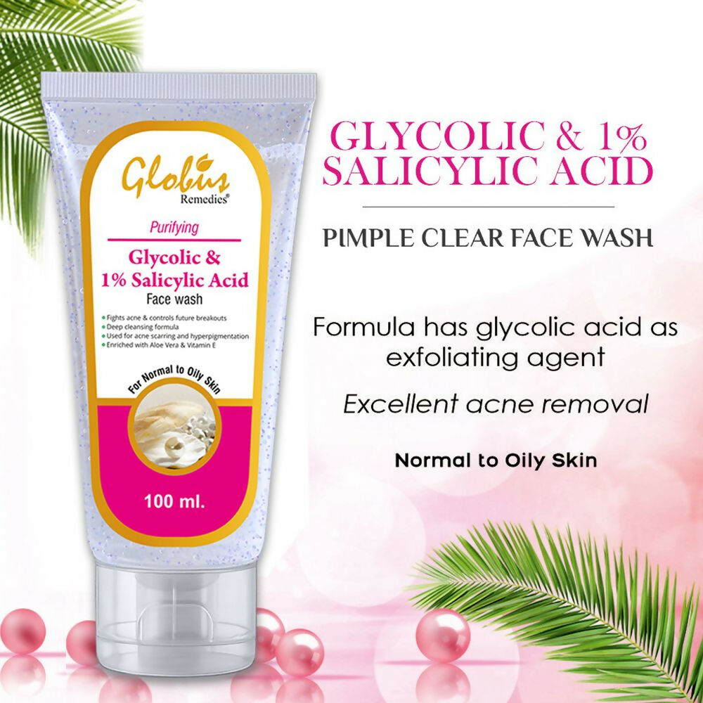 Globus Remedies Anti Acne Glycolic & 1% Salicylic Acid Face wash, For Oily & Acne Prone Skin