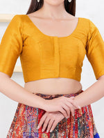 Thumbnail for Joban Fashion Mustard Dupion Silk Elbow Sleeveless Front Open Blouse