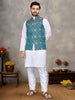 Anaita Blue Cotton Straight Kurta Pajama & Kurta With Jequard Work - Distacart